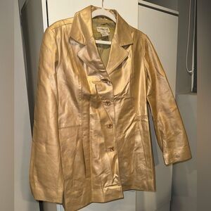 Vintage 100% Leather Metallic Jacket